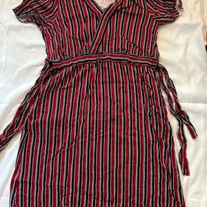 BRAND NEW WITH TAGS Striped Red and Black Wrap Dress